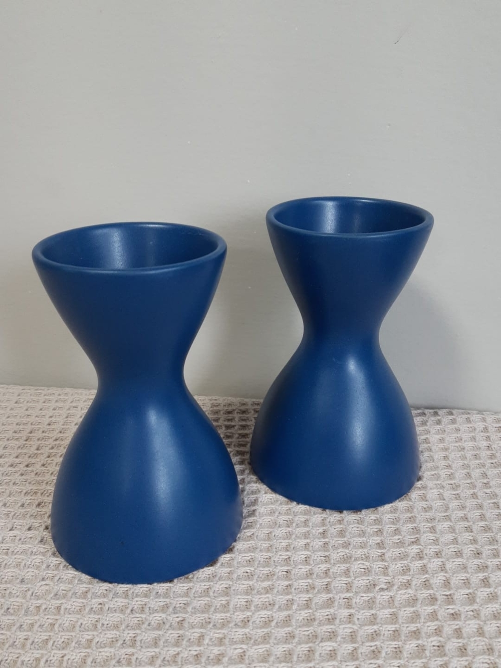 Vintage IKEA Blue Hourglass Shape Vases Set